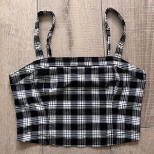 Hollister Black and White Plaid Cropped Tank Sz Small Preppy Punk 90s summer